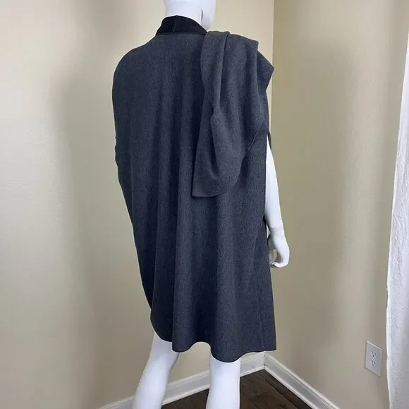 Zara Women Size M Gray Asymmetric Wool Cape Poncho Wrap Kimono Modern Minimalist - Picture 14 of 15